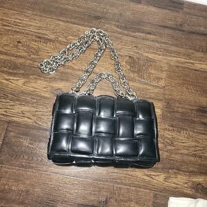 Black Quilted Chain Shoulder Bag